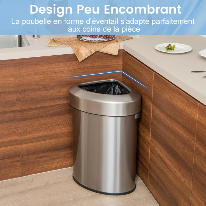 Poubelle 3-en-1 60L En Acier Inoxydable | Triple Ouverture Avec Pédale
