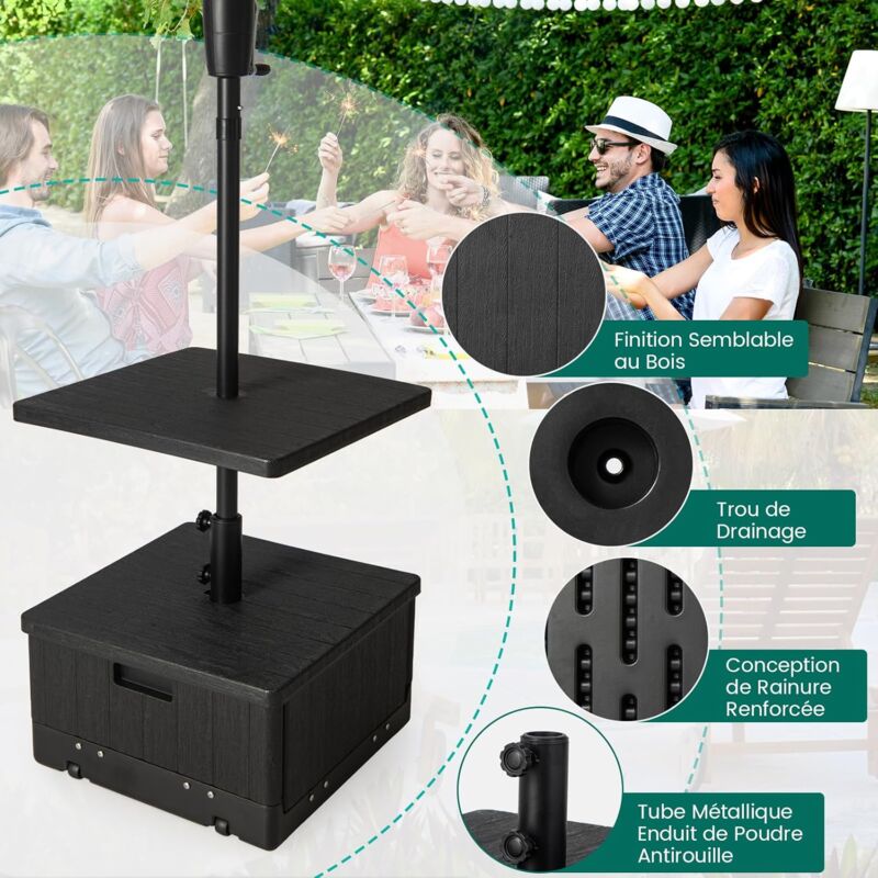 COSTWAY Pied De Parasol 22 KG, Base De Parasol En Résine, Support De Parasol D'Extérieur Avec