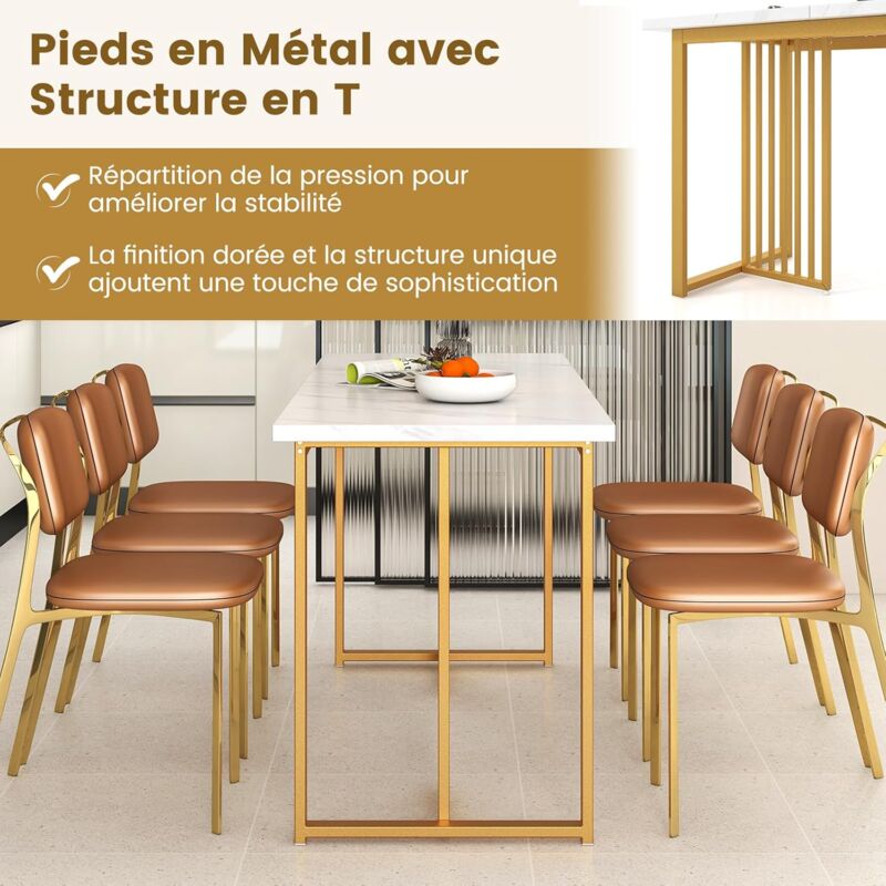 Table à Manger COSTWAY 160cm - Rectangulaire Pour 6-8 Personnes, Pieds En L Renforcés, Gris Chêne