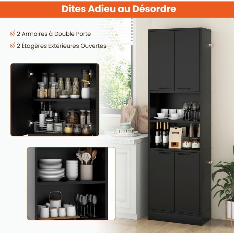Meuble TV Modulaire 2 Pièces COSTWAY - Noir | Pour TV Jusqu'à 60" | Design Angle Modulable