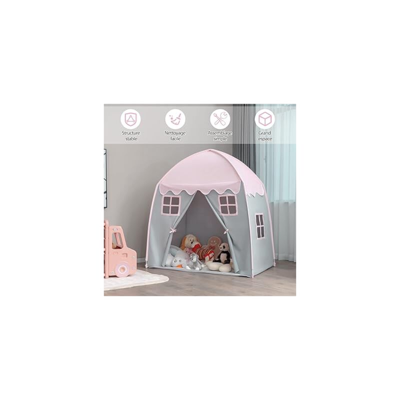 Tente de Jeu Enfants 3 Ans + COSTWAY-3 Personnes-Porte à Glissiere-Fenêtres Respirantes-Tapis Antidérapant et Sac de Transport-Beige Tente de Jeu Enfants 3 Ans + COSTWAY-3 Personnes-Porte à Glissiere-Fenêtres Respirantes-Tapis Antidérapant et Sac de Transport-Beige