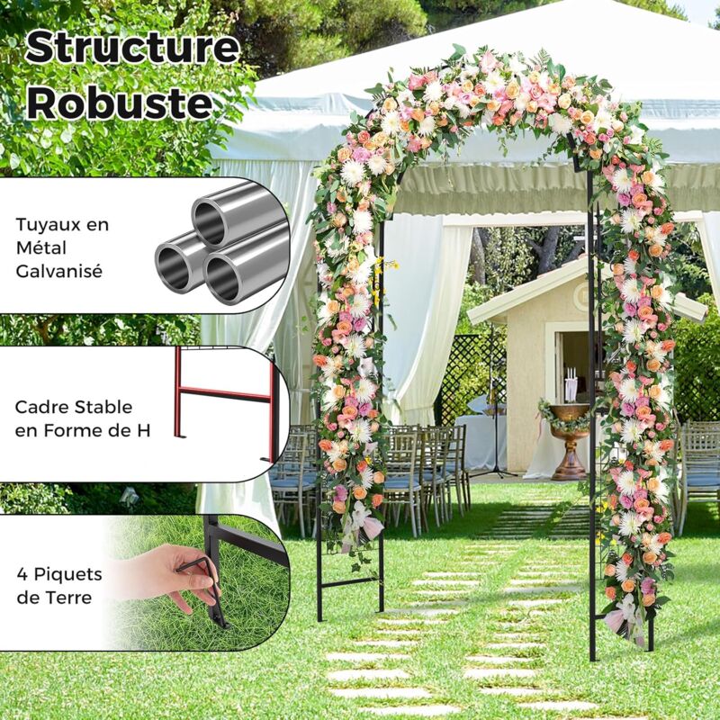 HJXGQJM ArcheDe Jardin Décorative pour Glycine Vigne Fleurie,Arcade De Jardin Stable, Arceau À Roses Métal Amovible Treillis, pour Plantes Grimpantes, Mariages(White,1.4x2.3x0.4m