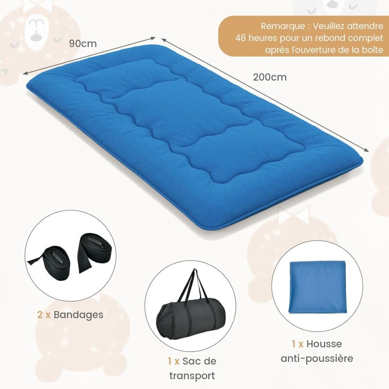 FANTASK Matelas De Sol, Housse Lavable, Tatami Japonais