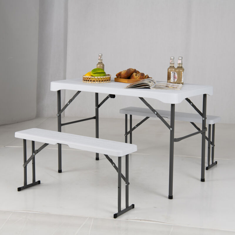 Outsunny Ensemble table pliante et bancs de pique-nique 113 cm avec poignées de transport, table Outsunny Ensemble table pliante et bancs de pique-nique 113 cm avec poignées de transport, table