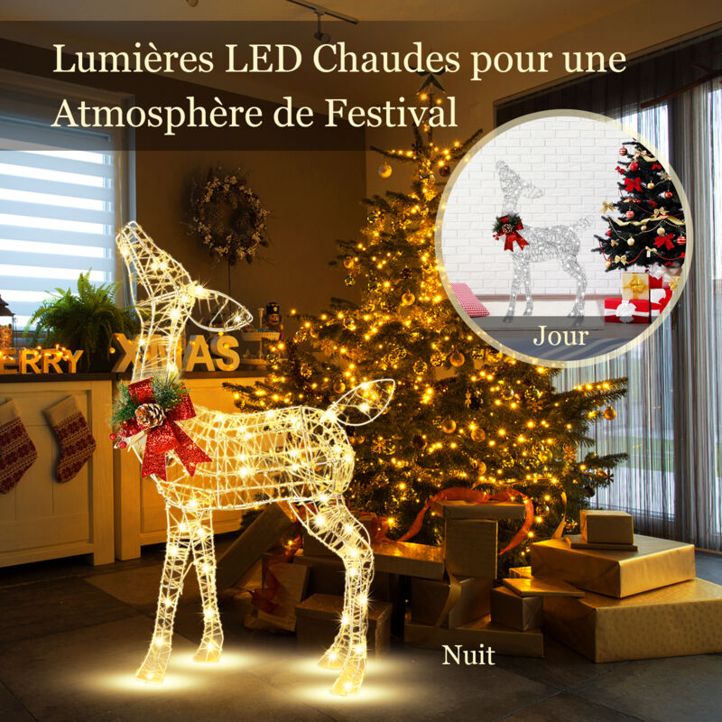 3PCS Famille de Rennes de Noël Lumineux, Decoration Noel Exterieur