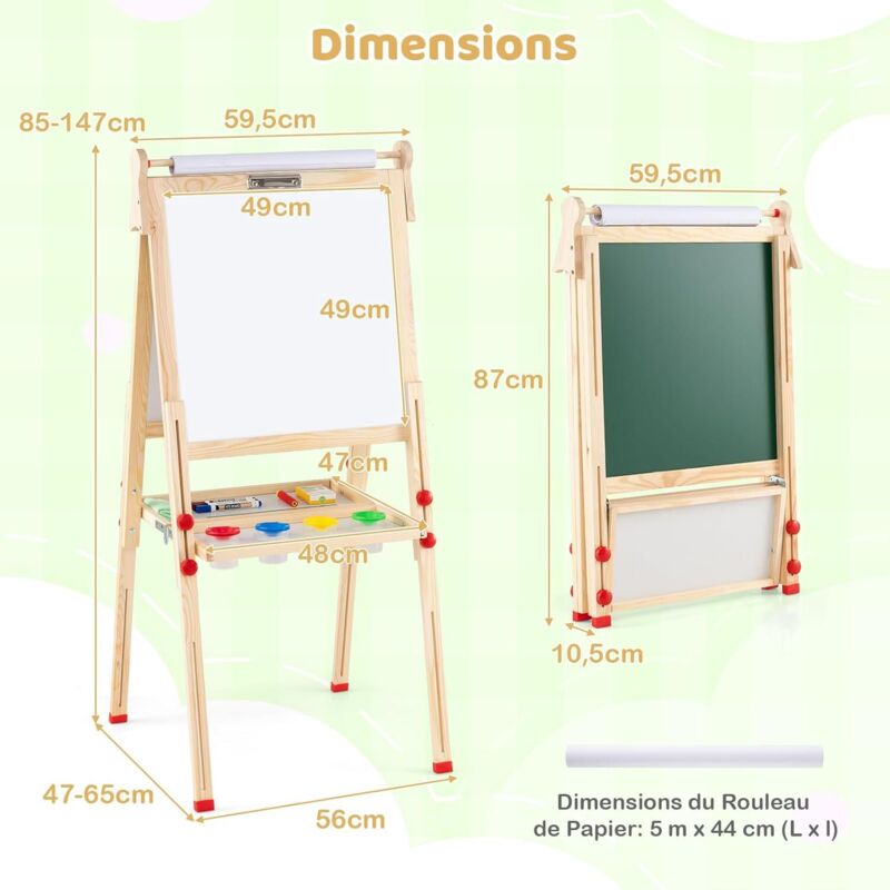 COSTWAY Chevalet d'Art Enfant Double Face avec Planche à Dessin Rotatif COSTWAY Chevalet d'Art Enfant Double Face avec Planche à Dessin Rotatif