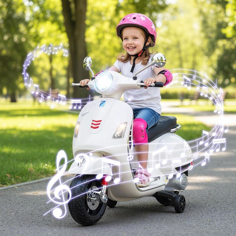 Moto électrique LEMODO Enfant – 6V 4,5 Ah – 3-4 Km/h – Marche Avant/arrière – Feux Et Sons – Roues Stabilisatrices Amovibles