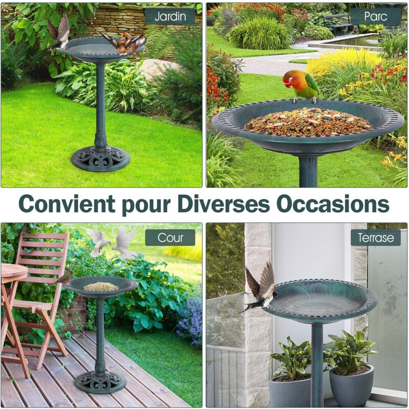 HUVE Mangeoire À Oiseaux Noir Rond en Métal Suspendu Support pour Jardin  Cour Extérieur Décoration