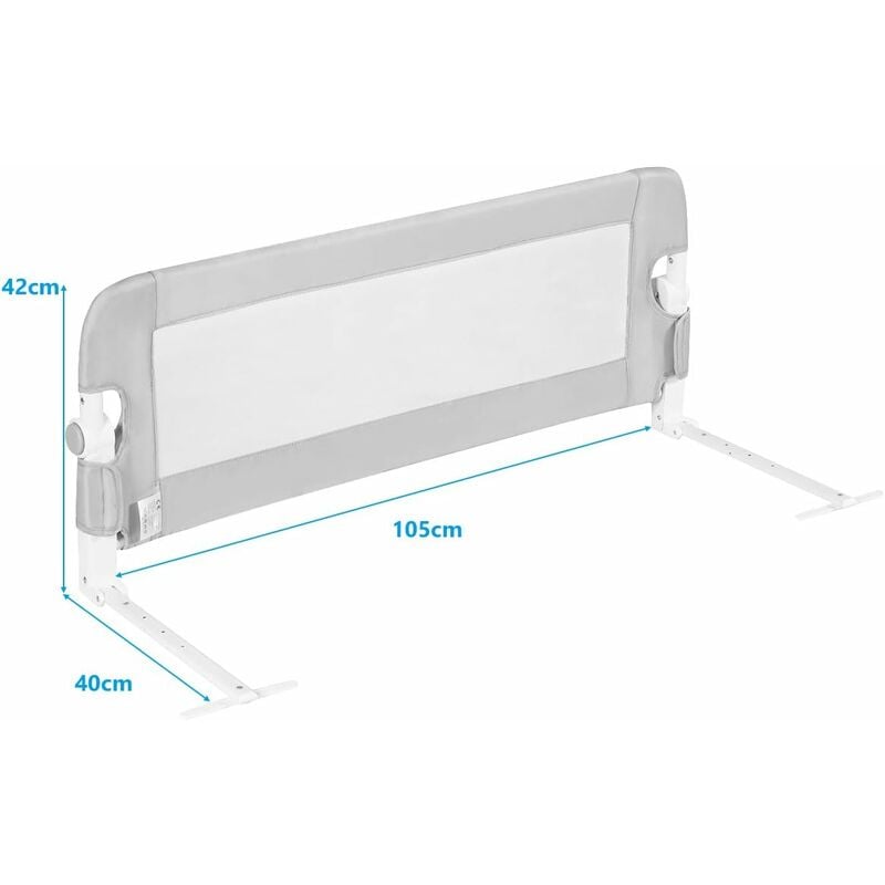 Blanc, 150 x 42 CM COSTWAY Barrière de Lit Pliable pour Bébé/Enfant Barre de Lit Rabattable avec Mousse Souple Trous Pré-Percés Barrière de Protection Bébé Chambre à Coucher 