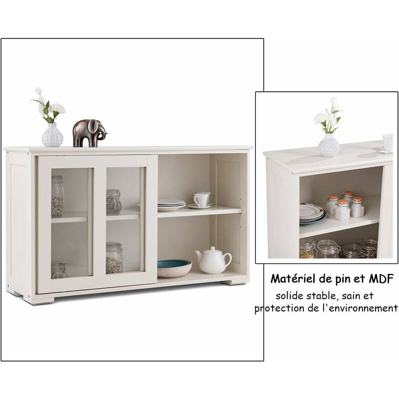 Costway buffet commode bas avec 2 etagères, tablette hauteur réglable,  vaisselier/bahut de cuisine avec porte coulissante, meuble de rangement en  mdf, 106,5 x 33 x 60 cm, noir - Conforama