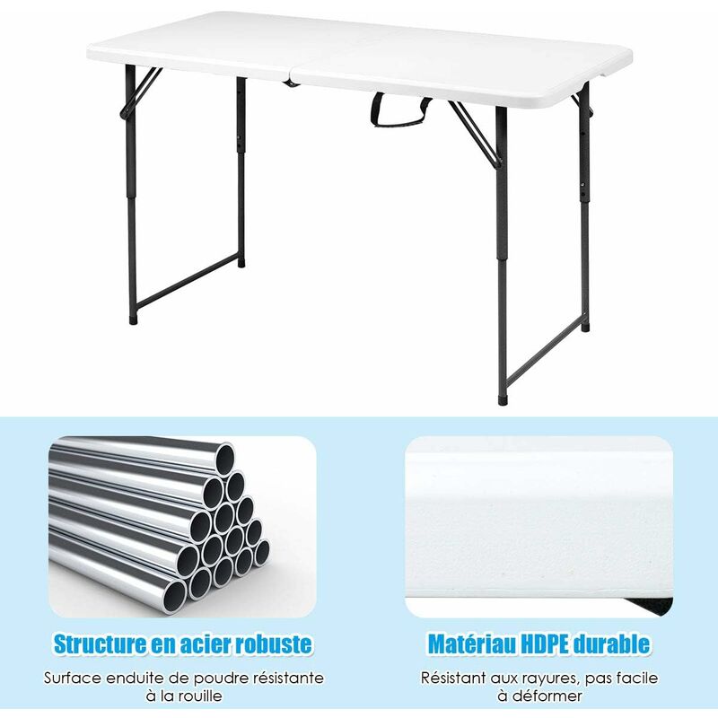 COSTWAY Table de Camping Pliante en Aluminium à Latte Enroulable, Table  Pliante Extérieure Charge 50kg avec