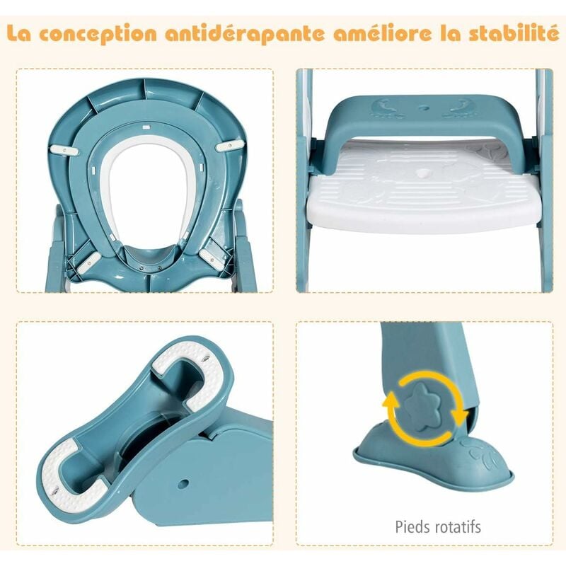 COSTWAY Siège de Toilette pour Enfants Pliable et Hauteur Réglable,  Réducteur