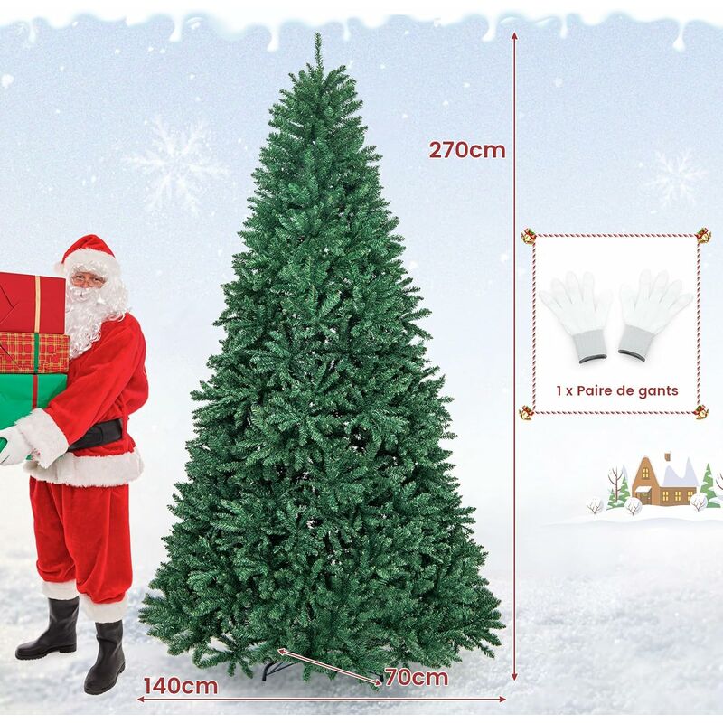 Sapin de Noël Artificiel 1,5 M, Arbre de Noël avec Socle en Fer, 350