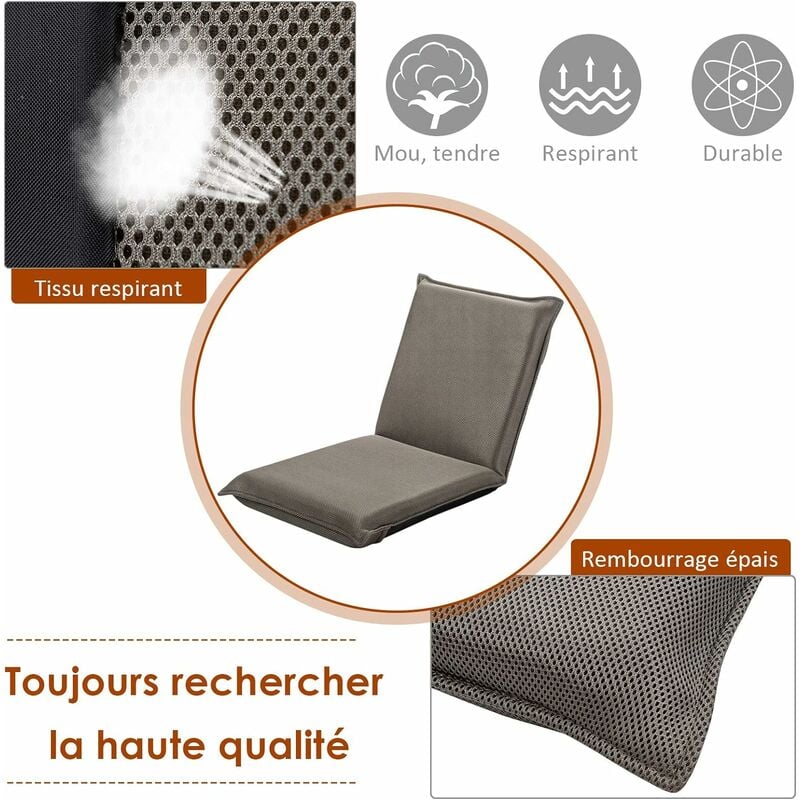 Chaise de Sol Zaisu Tatami 48x20x5Pouces Inclinable avec Dossier Réglable avec Poignée Intégrée Canapé Paresseux pour Chambres Balcon sans Pied Chaise-Bleu-121x51x12.5Cm 