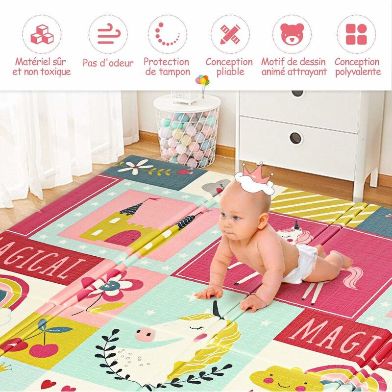 Bébé enfants dessin animé épais pliant confortable tapis de jeu
