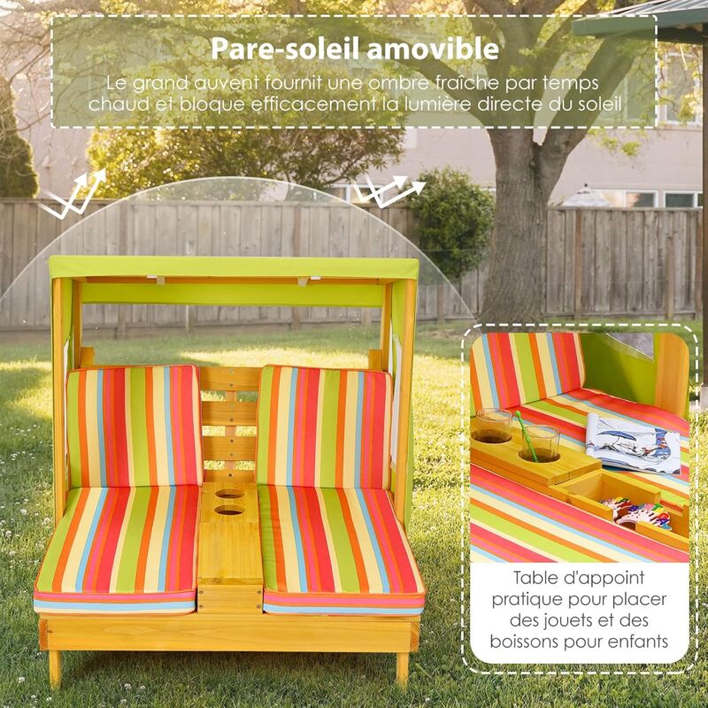Housse De Protection Imperméable Pour Chaise Longue Double Enfant - Extérieur Patio - Résistante Pluie UV Vent Neige