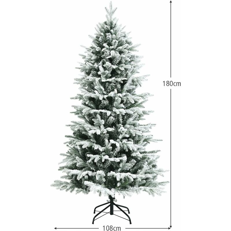 Sapin de Noël Artificiel 180CM Aiguilles en PVC avec 1000 Branches Pied  Métallique Solide - Costway