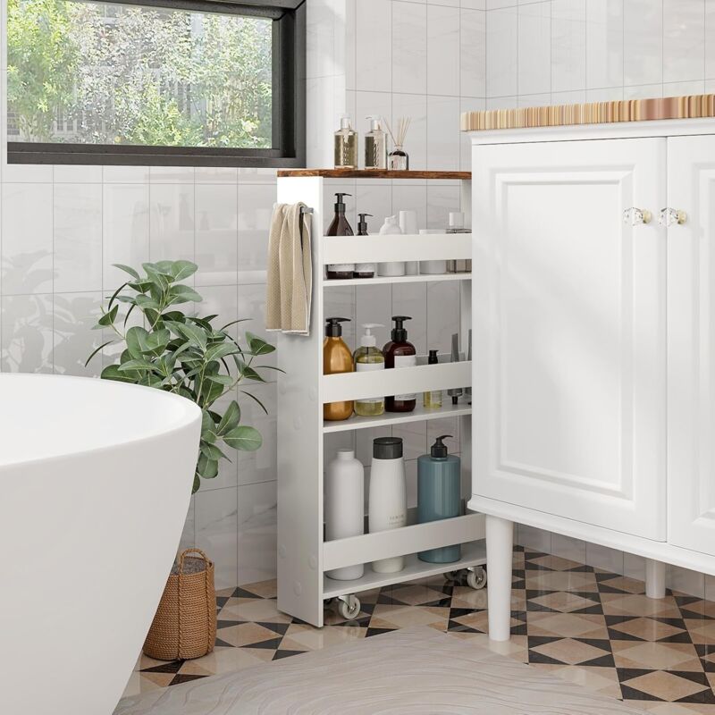 Desserte à Roulettes, Chariot De Rangement, Étagère Roulante, 4 Niveaux SECURY-T | Brico Cash