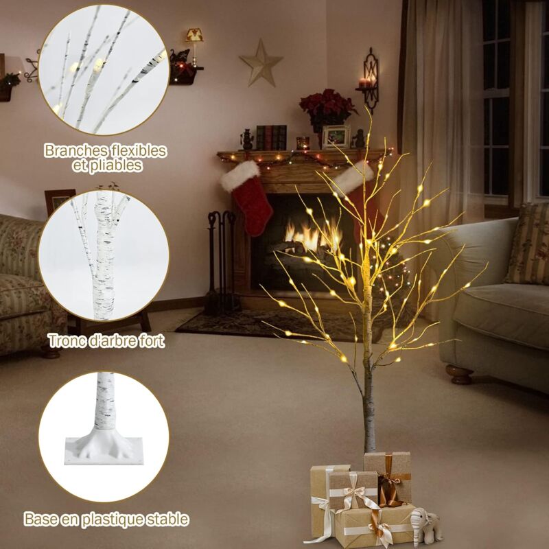 COSTWAY Sapin De Noël Artificiels Pré-éclairés 120 CM, Arbres En Pot Avec 100 Lumieres Dimmables Multicolores 8 Modes Minuterie 180 Branches Enneigees Decoration Pour Foyer Fete Et Maison 91549805