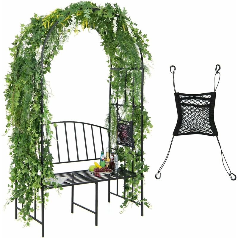 Arche de Jardin avec Jardinière en Bois avec Treillis Pergola Extérieur  pour Plantes Grimpantes Légumes Décoration Blanc - Costway