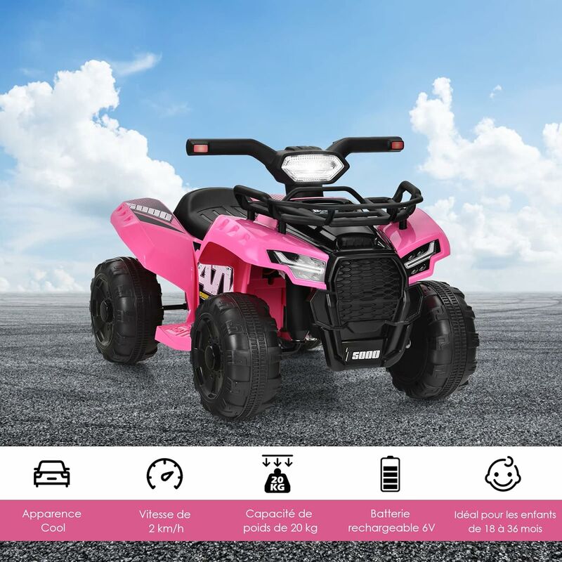 Quad électrique Enfant 6V AIYAPLAY - Voiture ATV Avec Musique Et Phares LED - 3-8 Ans - 9