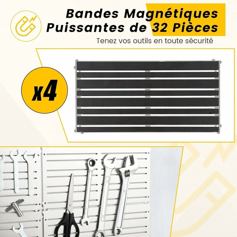 HANDY - Porte-outils mural pour Garage ou cabanon - 2 panneaux - Avec  accessoires ! 