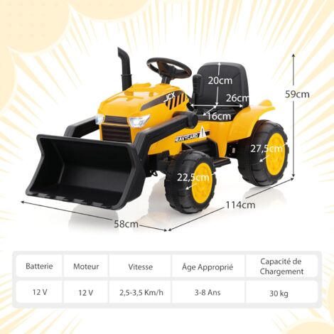 Excavatrice Tracteur Jouet pour Enfant Porteur de Quatre Pneus Vocal