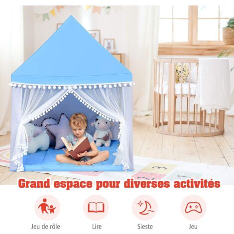 COSTWAY Tente De Jeu Pour Enfants Avec Tapis Antidérapant Et Sac De Transport Grande Maison De Jeu Pour Interieur Et Exterieur Pour Enfants 3 Ans Beige 85620808