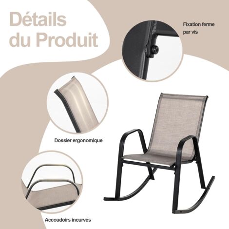 HOMCOM Fauteuil à Bascule Rocking Chair Design Accoudoirs Cannage Style