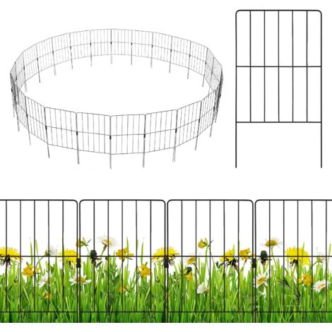 COSTWAY Clôtures de Jardin 25 Pièces Pliable en Métal, Barrière Jardin Exterieur pour Animaux Résistant à la Rouille, Décoratives pour Terrasse Aménagement Paysager, 825 x 60CM