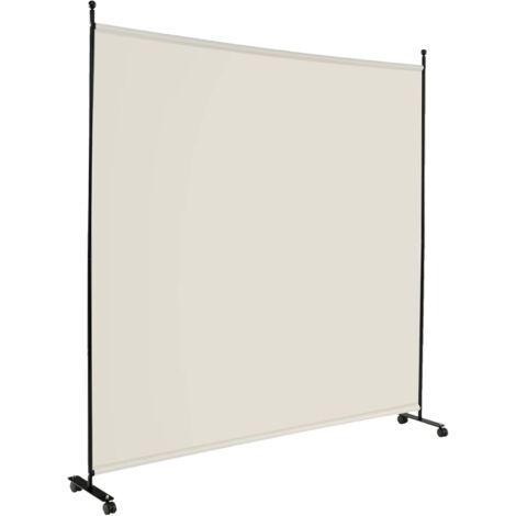 COSTWAY Paravent Intérieur 1 Panneau à roulettes Verrouillables 184 x 184 CM, Cloison de Séparation Portable Cadre en Métal Fibre de Polyester, Séparateur de Pièce pour Salon, Chambre, Bureau (Blanc) (1/5)