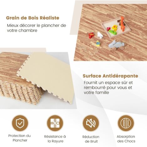 Tapis De Sol En Mousse Puzzle En Peluche Douce, Dalles De Moquette Imbriquees Tapis De Zone Tapis De Jeu 12 Pieces Pour Sal Amz B