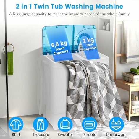 Lave-linges Machine à laver design compact portable,2 en 1 Compact