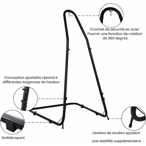 Costway Support Hamac Stable Support Pour Fauteuil Suspendu Hauteur