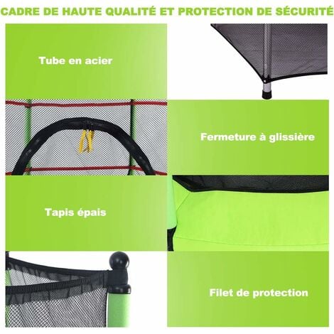 COSTWAY Trampoline Ø 140 cm,Filet de Protection,Echelle,Rond,Vert