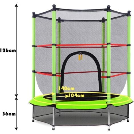 COSTWAY Trampoline Ø 140 cm,Filet de Protection,Echelle,Rond,Vert