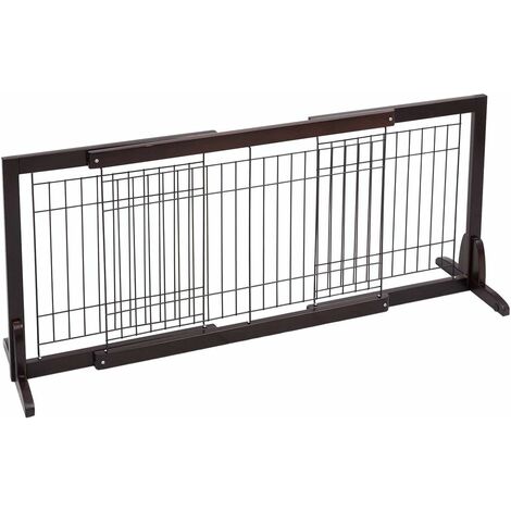 Costway Barriere De Securite Barriere Modulable Pliable Pour Chien En Bois De Pin 97 161 X