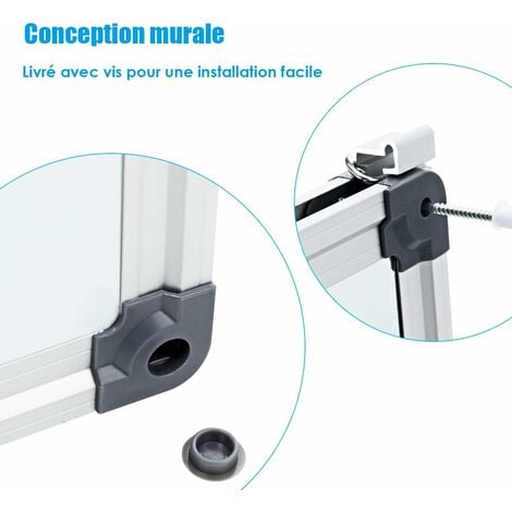 COSTWAY Tableau blanc magnétique inscriptible effaçable 70 x 50cm animants gomme