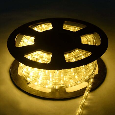 COSTWAY 20M Tube Lumineux Extérieur LED Guirlande Lumineuse Décoration avec 720 Lampes et Adapteur d’alimentation Beige