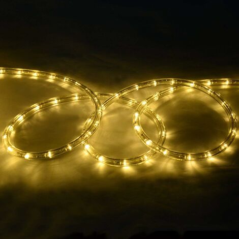 COSTWAY 20M Tube Lumineux Extérieur LED Guirlande Lumineuse Décoration avec 720 Lampes et Adapteur d’alimentation Beige
