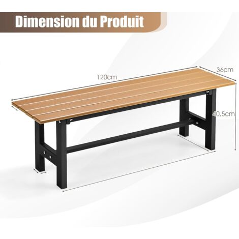Banc De Jardin 183 Cm Sans Dossier - HDPE Résistant Aux Intempéries - Charge 500 Kg - Pour 4 Personnes