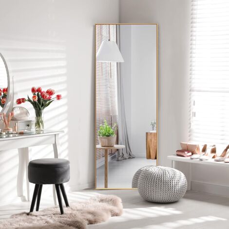 Miroir Porte 2 En 1 COSTWAY | 37x120cm | Cadre Bois Noir | Antidéflagrant | Pour Salon, Chambre, Entrée