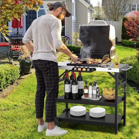 COSTWAY Desserte de Cuisine à roulettes avec Porte Translucide, Chariot de  Service avec Porte-Serviettes et Étagères à 2 Niveaux, pour Cuisine, Salon