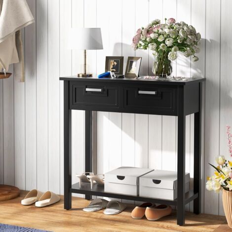 Table Console D'entrée En Bois Avec Tiroir - Meuble Rangement Pour Salon, Couloir Ou Chambre
