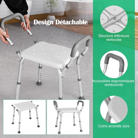 Tabouret De Douche Amovi Réglable 49-52,5 Cm Avec Accoudoirs - Siège Multicolore