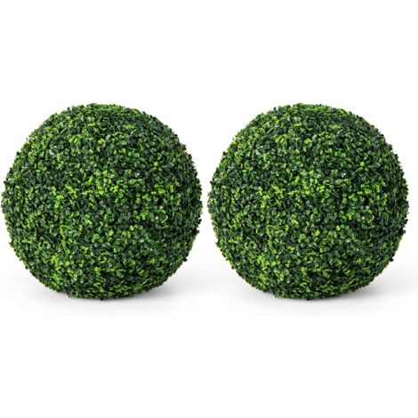 Costway – Lot de 2 boules de buis artificielles 48 cm – Résistantes aux UV – Aspect luxuriant en PE – Décoratives pour intérieur et extérieur