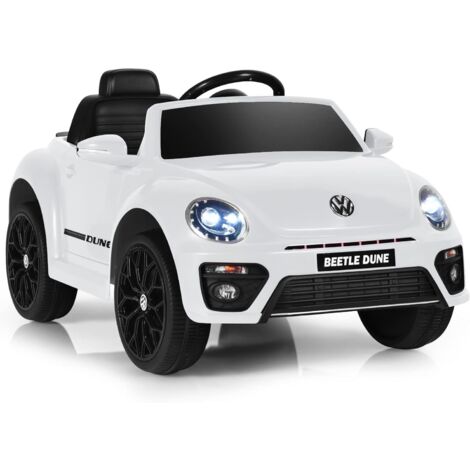 Costway – Voiture électrique pour enfants 12V avec télécommande 2,4G – Lumières, musique, démarrage lent – Charge 30kg, 3-8 ans – Blanc