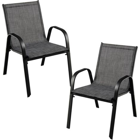 Costway – Lot de 2 chaises de jardin empilables – Tissu respirant – Structure en acier – Charge max 120 kg – Dimensions 83x68x56 cm