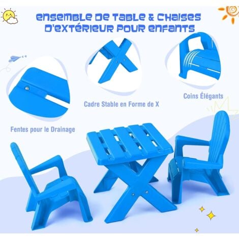 Costway Table à dessin pour enfants et ensemble de chaises pour lire jouer  avec des stylos et une gomme au tableau noir