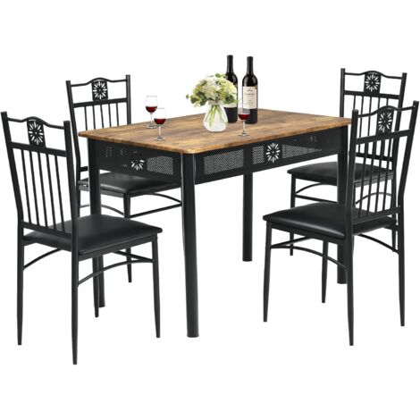 Costway – Ensemble table et 4 chaises rembourrées – Table rectangulaire 107x70cm en MDF et métal – Conception compacte pour petits espaces